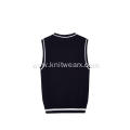 Boy's Knitted Pure Cotton Contrast Color School Vest